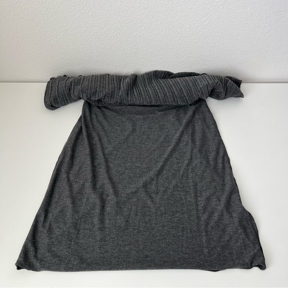 Banana Republic Pleated Knit Midi Skirt XS Gray Elastic Waist Lined Minimalist - Picture 5 of 7